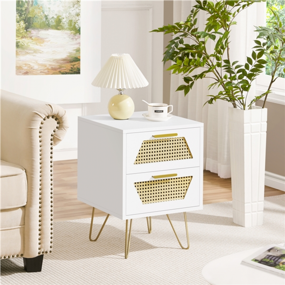 Bohemiane Nightstand Rattan Veneered Bedside Table NZ79.99 Yaheetech New Zealand