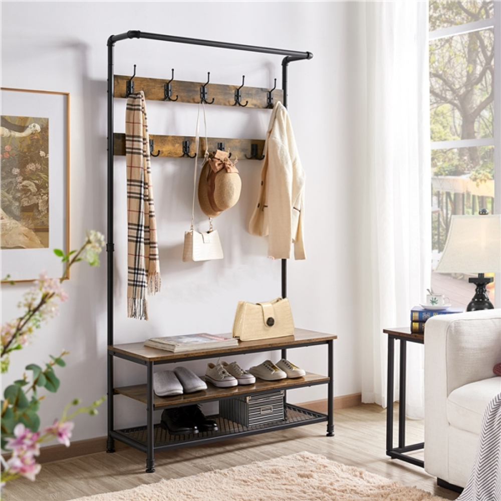 Hall Tree with Bench & Shoe Storage NZ159.99 Yaheetech New Zealand
